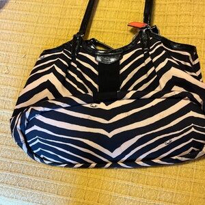 Coach Black and Cream Shoulder Bag with Zebra Pattern